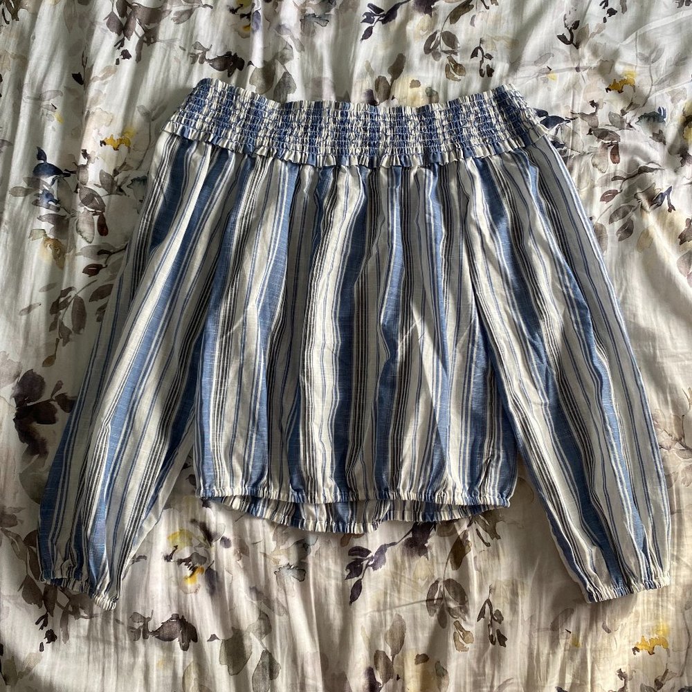 S Aeropostale Striped Off the Shoulder Blouse